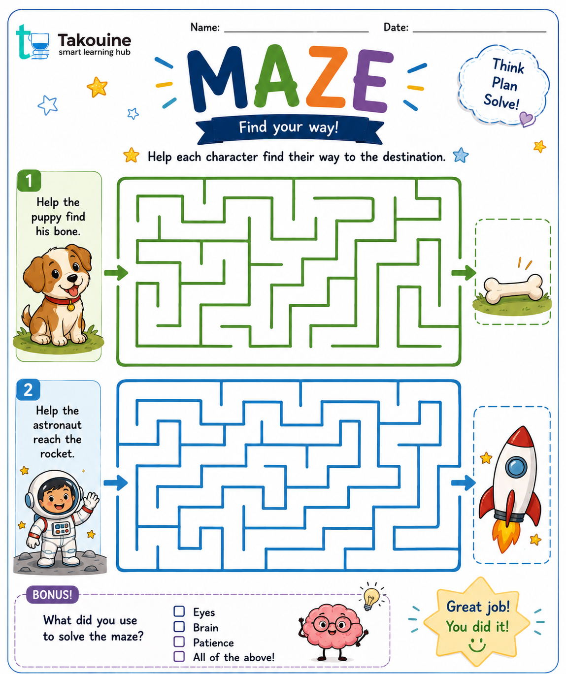 Maze Worksheet